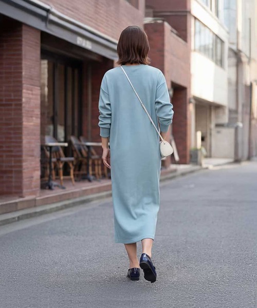 STYLE DELI（スタイルデリ）の「リブ生地relaxストレートワンピース（ワンピース・レディース・ライトブルー/ブラック・02/01）」の12枚目の写真