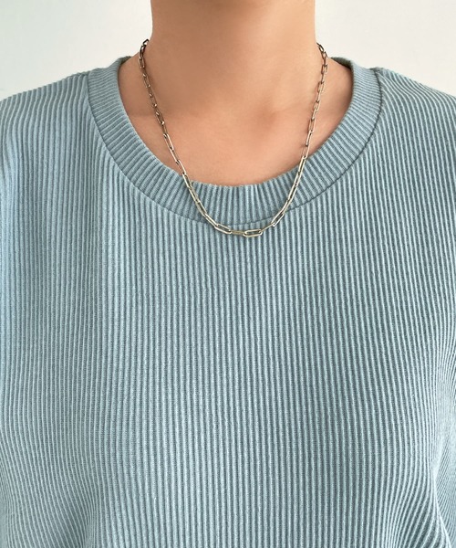 STYLE DELI（スタイルデリ）の「リブ生地relaxストレートワンピース（ワンピース・レディース・ライトブルー/ブラック・02/01）」の13枚目の写真