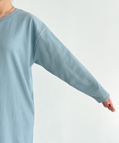 STYLE DELI（スタイルデリ）の「リブ生地relaxストレートワンピース（ワンピース・レディース・ライトブルー/ブラック・02/01）」の14枚目の写真