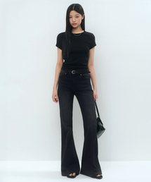 MUSINSA STANDARD WOMAN | [クールタンダード] ウィメンズ ローライズ スリムフレア デニムパンツ [ウォッシュドブラック](デニムパンツ)