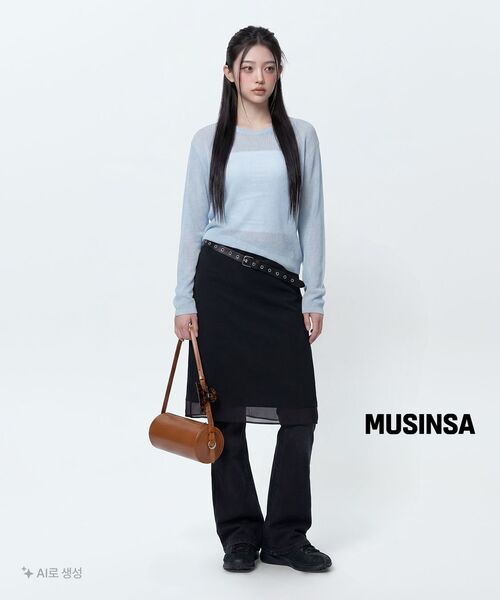 MUSINSA STANDARD WOMAN（ムシンサスタンダードウーマン）の「[クールタンダード] ウィメンズ ローライズ スリムフレア デニムパンツ [ウォッシュドブラック]（デニムパンツ・レディース・その他・24/25/26/27/28/29/30）」の19枚目の写真