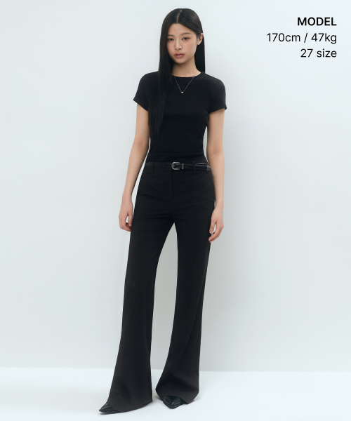 MUSINSA STANDARD WOMAN（ムシンサスタンダードウーマン）の「[クールタンダード] ウィメンズ ローライズ フレア スラックス [ブラック]（スラックス・レディース・その他・31/32/34/25/26/27/28/29/30/24）」の14枚目の写真
