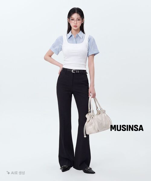 MUSINSA STANDARD WOMAN（ムシンサスタンダードウーマン）の「[クールタンダード] ウィメンズ ローライズ フレア スラックス [ブラック]（スラックス・レディース・その他・31/32/34/25/26/27/28/29/30/24）」の9枚目の写真
