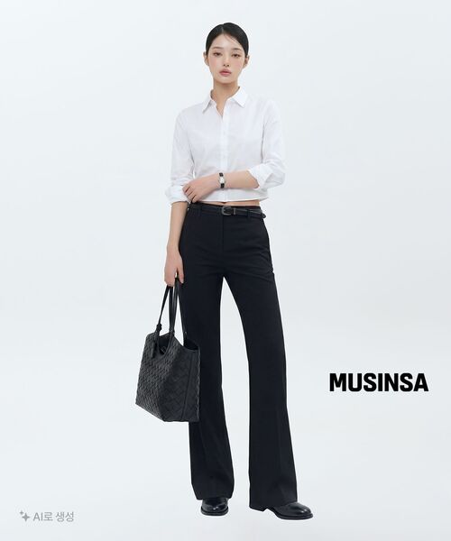 MUSINSA STANDARD WOMAN（ムシンサスタンダードウーマン）の「[クールタンダード] ウィメンズ ローライズ フレア スラックス [ブラック]（スラックス・レディース・その他・31/32/34/25/26/27/28/29/30/24）」の3枚目の写真