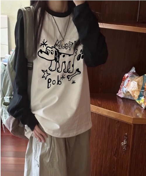 CELENA BEATS(セレナビーツ)の「ゆるかわドッグイラストロンT(Tシャツ/カットソー・レディース・ホワイト・L/M)」の7枚目の写真