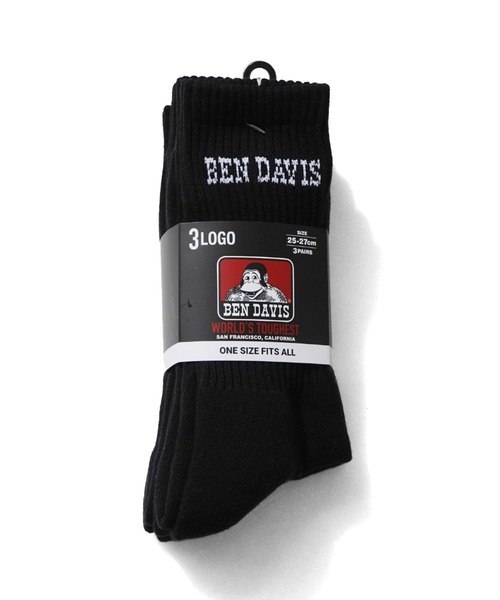 BEN DAVIS（ベンデイビス）の「3P LOGO SOCKS（ソックス/靴下・メンズ・ホワイト/ブラック・FREE）」の2枚目の写真