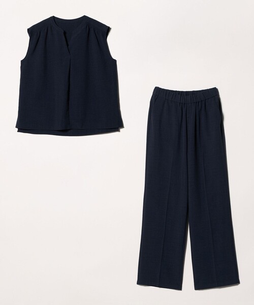 A DAY IN THE LIFE UNITED ARROWS(アデイインザライフユナイテッドアローズ)の「キーネックブラウス+ワイドパンツ ‐ウォッシャブル‐<A DAY IN THE LIFE>(ワンピース・レディース・ネイビー/ベージュ/ブラック/グレー系・38/36)」の4枚目の写真