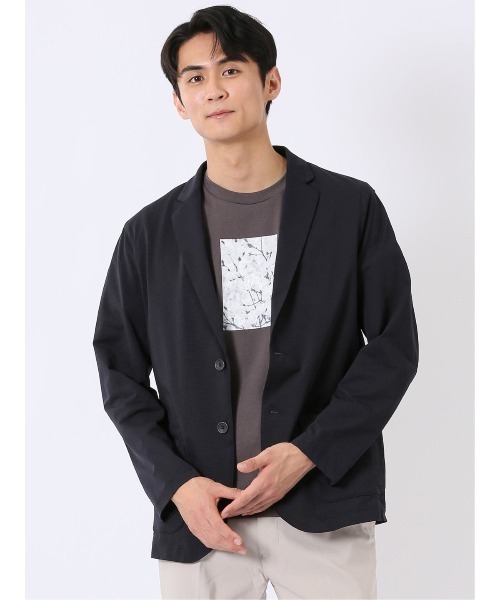 TAKA-Q(タカキュー)の「【ストレッチ 薄手 軽量】タカキュー マイクロドット メッシュ 2ボタン カット ジャケット(カーディガン/ボレロ・メンズ・グレー系その他2/ネイビー・MEDIUM/LARGE/X-LARGE)」の2枚目の写真