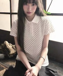 Achic（アシック）の「ドット柄ポーロシャツ（Tシャツ/カットソー）」