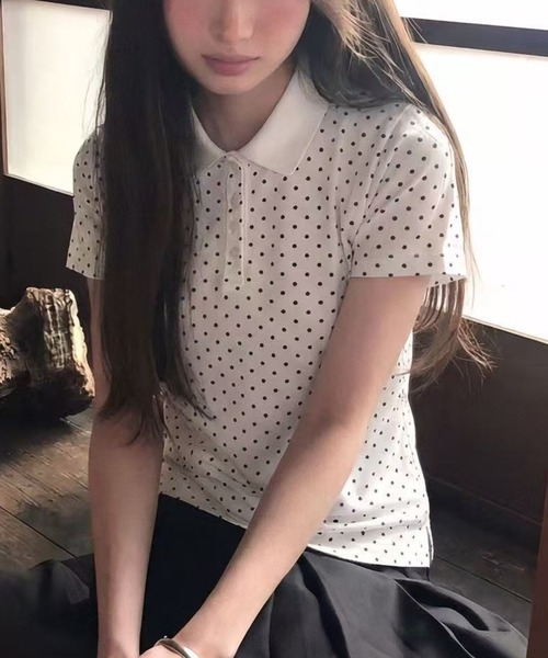 Achic（アシック）の「ドット柄ポーロシャツ（Tシャツ/カットソー・レディース・ホワイト・M）」の12枚目の写真