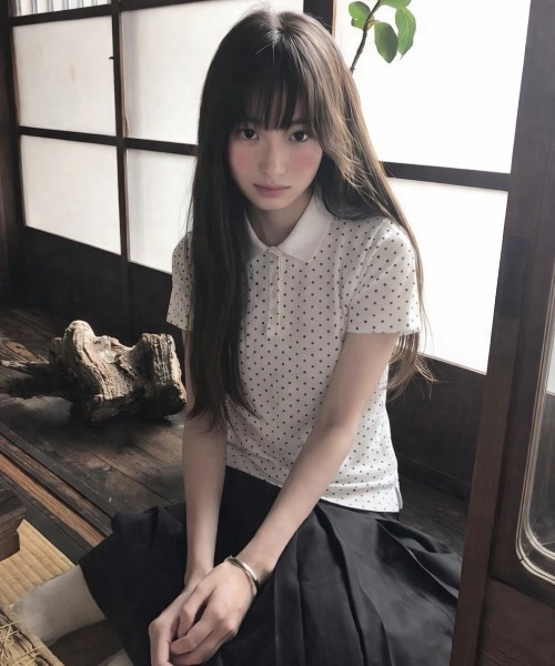 Achic（アシック）の「ドット柄ポーロシャツ（Tシャツ/カットソー・レディース・ホワイト・M）」の9枚目の写真