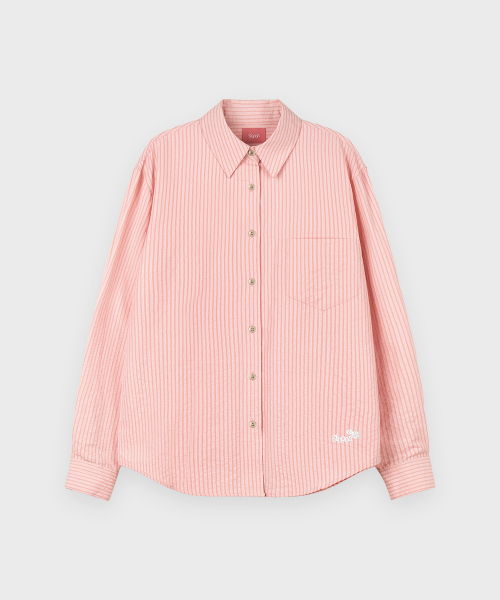 SINOON（シヌーン）の「Seersucker Stripe Shirt (Pink)（シャツ/ブラウス・レディース・PINK・FREE）」の4枚目の写真