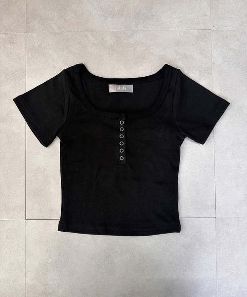 lulufa（ルルファ）の「ベーシック ヘンリーネックT シンプル 半袖（Tシャツ/カットソー・レディース・ブラック/オートミール/ホワイト・FREE）」の15枚目の写真