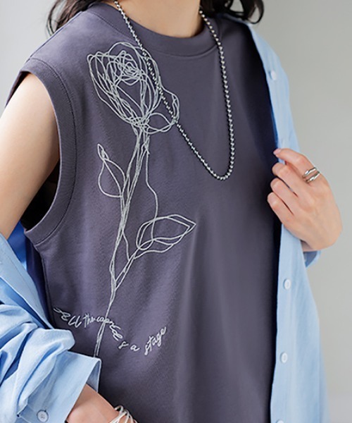 『本日5/6限定価格』刺繍入りタンクトップ セール】花柄刺繍タンクトップ（タンクトップ）｜HUG.U（ハグユー）の
