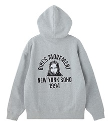 X-girl（エックスガール）の「ARCH LOGO AND FACE PATCH ZIP UP SWEAT HOODIE（パーカー）」