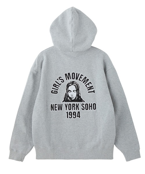 X-girl（エックスガール）の「ARCH LOGO AND FACE PATCH ZIP UP SWEAT HOODIE（パーカー・レディース・アッシュ/ブラック/ネイビー・S/M）」の3枚目の写真