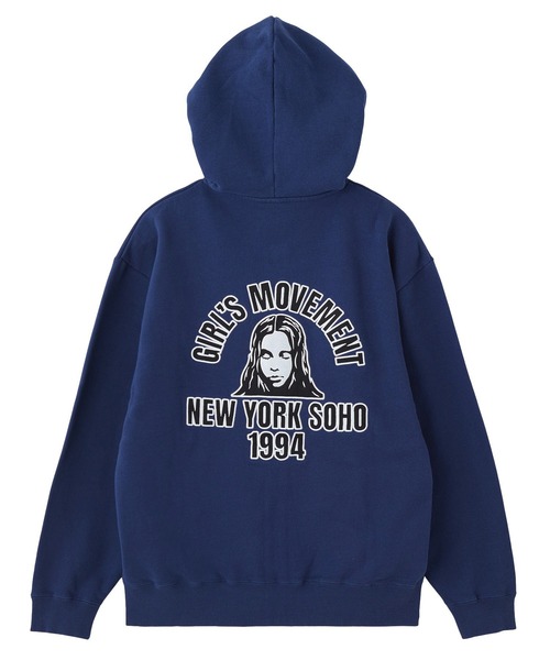 X-girl（エックスガール）の「ARCH LOGO AND FACE PATCH ZIP UP SWEAT HOODIE（パーカー・レディース・アッシュ/ブラック/ネイビー・S/M）」の11枚目の写真