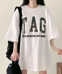 カモフラロゴ 半袖 ルーズTシャツ