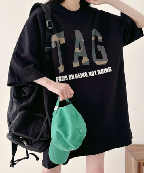 VIVID LADY(ビビッドレディー)の「カモフラロゴ 半袖 ルーズTシャツ(Tシャツ/カットソー・レディース・ホワイト/ベージュ/ブラック・FREE)」の19枚目の写真