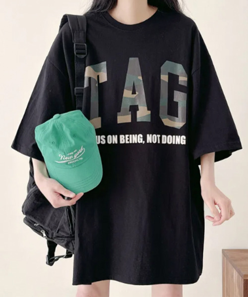 VIVID LADY(ビビッドレディー)の「カモフラロゴ 半袖 ルーズTシャツ(Tシャツ/カットソー・レディース・ホワイト/ベージュ/ブラック・FREE)」の21枚目の写真