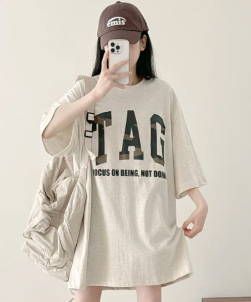 VIVID LADY(ビビッドレディー)の「カモフラロゴ 半袖 ルーズTシャツ(Tシャツ/カットソー・レディース・ホワイト/ベージュ/ブラック・FREE)」の16枚目の写真