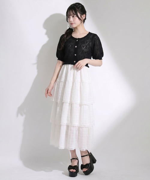 DearMyLoveRose（ディアマイラブローズ）の「5WAYシアーボレロセットティアードロングキャミワンピース（ワンピース・レディース・ブラック/オフホワイト・LL～3L/L～LL/M-L）」の5枚目の写真