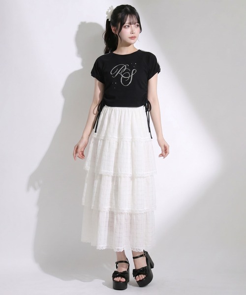 DearMyLoveRose（ディアマイラブローズ）の「5WAYシアーボレロセットティアードロングキャミワンピース（ワンピース・レディース・ブラック/オフホワイト・LL～3L/L～LL/M-L）」の6枚目の写真