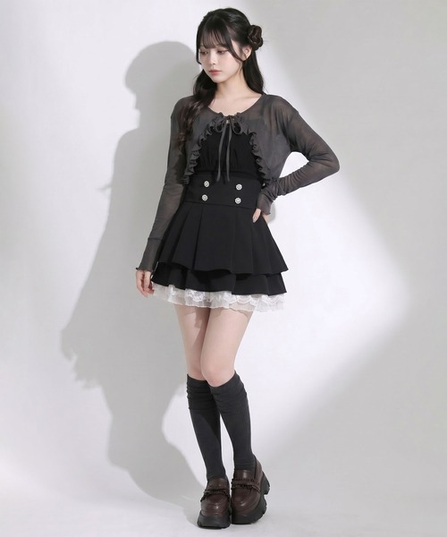 DearMyLoveRose（ディアマイラブローズ）の「5WAYシアーボレロセットティアードロングキャミワンピース（ワンピース・レディース・ブラック/オフホワイト・LL～3L/L～LL/M-L）」の14枚目の写真