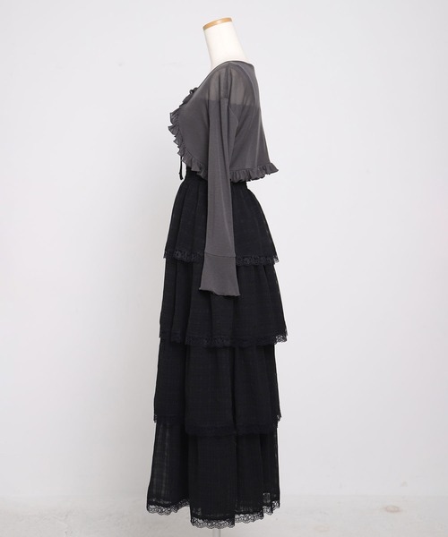 DearMyLoveRose（ディアマイラブローズ）の「5WAYシアーボレロセットティアードロングキャミワンピース（ワンピース・レディース・ブラック/オフホワイト・LL～3L/L～LL/M-L）」の17枚目の写真