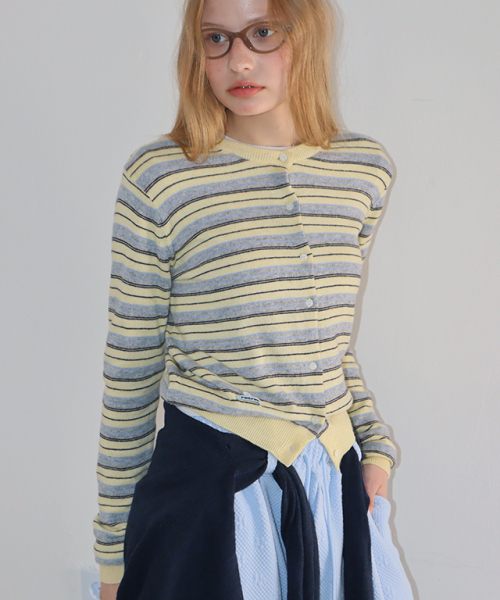 RONRON(ロンロン)の「SOFT DAYS KNIT CARDIGAN YELLOW STRIPE(ニット/セーター・レディース・その他・FREE)」の1枚目の写真
