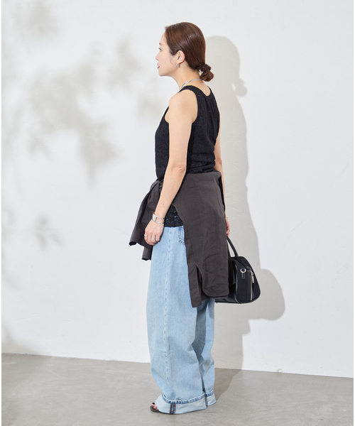 JOURNAL STANDARD（ジャーナルスタンダード）の「ストレッチフラワーレースタンク（Tシャツ/カットソー・レディース・ブラック/ホワイト/アイボリー・FREE）」の7枚目の写真