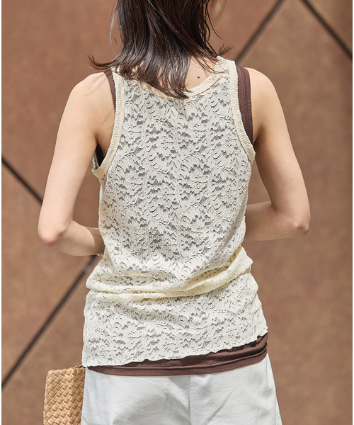 JOURNAL STANDARD（ジャーナルスタンダード）の「ストレッチフラワーレースタンク（Tシャツ/カットソー・レディース・ブラック/ホワイト/アイボリー・FREE）」の20枚目の写真