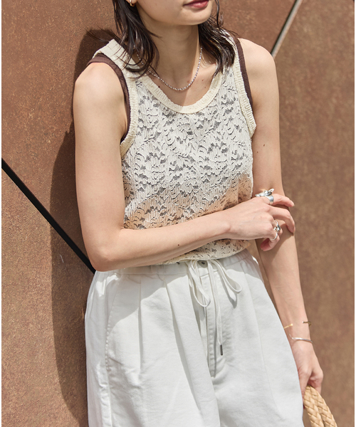 JOURNAL STANDARD（ジャーナルスタンダード）の「ストレッチフラワーレースタンク（Tシャツ/カットソー・レディース・ブラック/ホワイト/アイボリー・FREE）」の22枚目の写真
