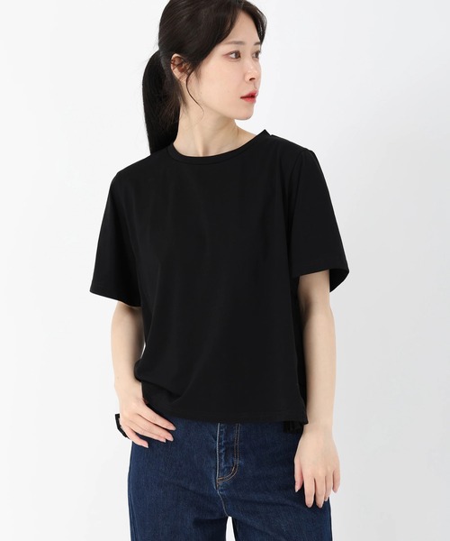 STRAWBERRY-FIELDS(ストロベリーフィールズ)の「ファンクショナル天竺_シフォンプリーツドッキングカットソー(Tシャツ/カットソー・レディース・ベージュ/ネイビー/ホワイト/ブラック・2)」の1枚目の写真