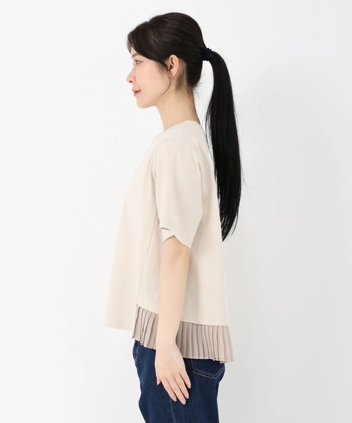 STRAWBERRY-FIELDS(ストロベリーフィールズ)の「ファンクショナル天竺_シフォンプリーツドッキングカットソー(Tシャツ/カットソー・レディース・ベージュ/ネイビー/ホワイト/ブラック・2)」の7枚目の写真