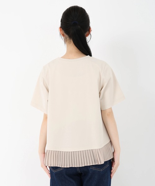 STRAWBERRY-FIELDS(ストロベリーフィールズ)の「ファンクショナル天竺_シフォンプリーツドッキングカットソー(Tシャツ/カットソー・レディース・ベージュ/ネイビー/ホワイト/ブラック・2)」の8枚目の写真