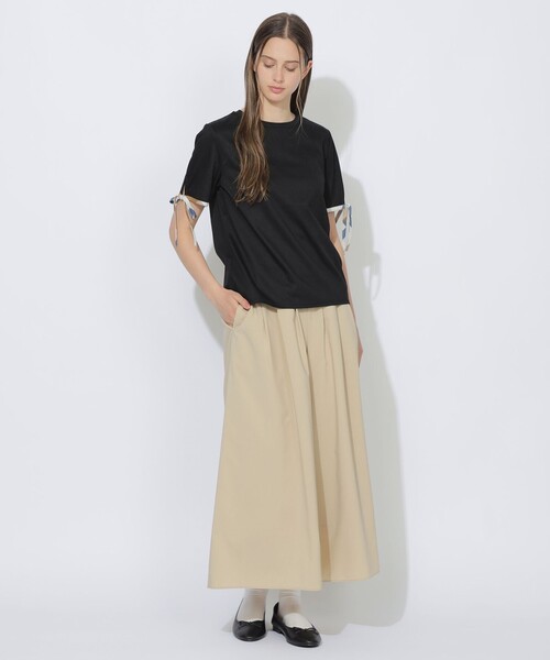 CB CRESTBRIDGE(シービークレストブリッジ)の「【Quiet checkシリーズ】リボンスリーブT(Tシャツ/カットソー・レディース・ブラック/レッド/オフホワイト・M)」の9枚目の写真