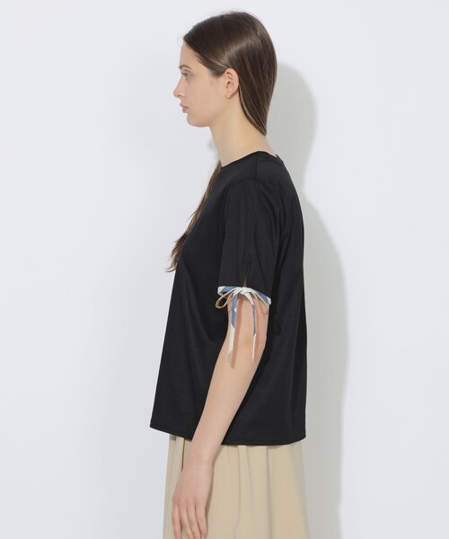 CB CRESTBRIDGE(シービークレストブリッジ)の「【Quiet checkシリーズ】リボンスリーブT(Tシャツ/カットソー・レディース・ブラック/レッド/オフホワイト・M)」の10枚目の写真