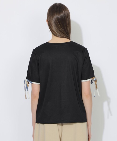 CB CRESTBRIDGE(シービークレストブリッジ)の「【Quiet checkシリーズ】リボンスリーブT(Tシャツ/カットソー・レディース・ブラック/レッド/オフホワイト・M)」の11枚目の写真