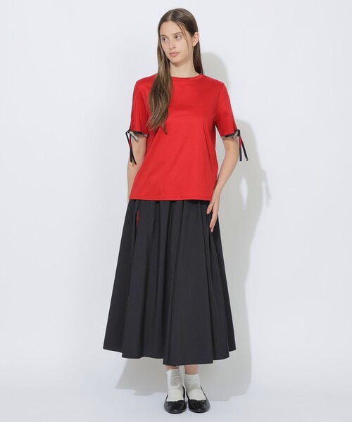 CB CRESTBRIDGE(シービークレストブリッジ)の「【Quiet checkシリーズ】リボンスリーブT(Tシャツ/カットソー・レディース・ブラック/レッド/オフホワイト・M)」の14枚目の写真