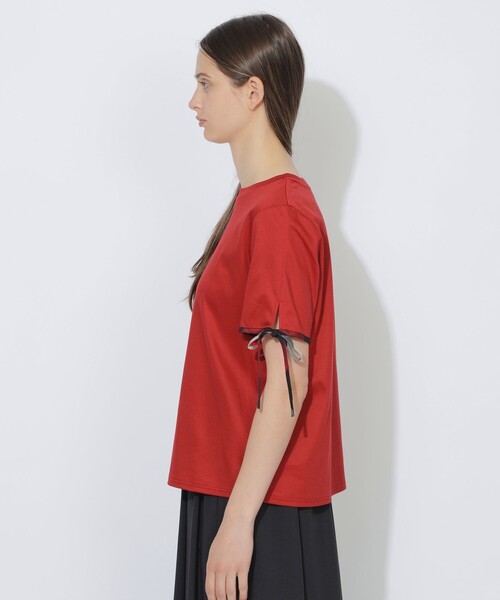 CB CRESTBRIDGE(シービークレストブリッジ)の「【Quiet checkシリーズ】リボンスリーブT(Tシャツ/カットソー・レディース・ブラック/レッド/オフホワイト・M)」の15枚目の写真
