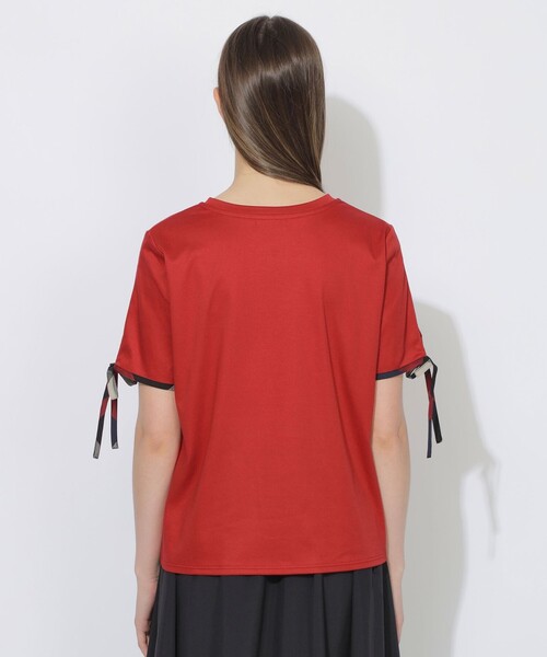 CB CRESTBRIDGE(シービークレストブリッジ)の「【Quiet checkシリーズ】リボンスリーブT(Tシャツ/カットソー・レディース・ブラック/レッド/オフホワイト・M)」の16枚目の写真