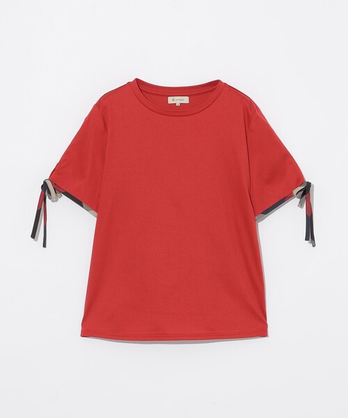 CB CRESTBRIDGE(シービークレストブリッジ)の「【Quiet checkシリーズ】リボンスリーブT(Tシャツ/カットソー・レディース・ブラック/レッド/オフホワイト・M)」の18枚目の写真