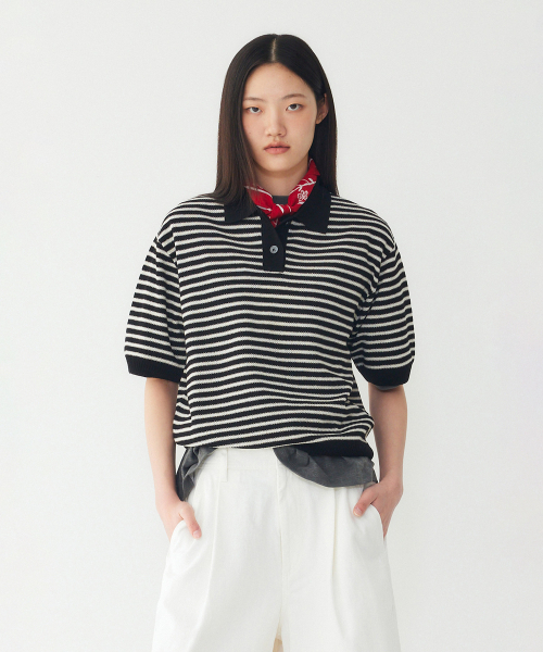 STUDIO TOMBOY(スタジオトムボーイ)の「ストライプカラー プルオーバー _ブラック_9176352971(ニット/セーター・レディース・ブラック・OS)」の1枚目の写真