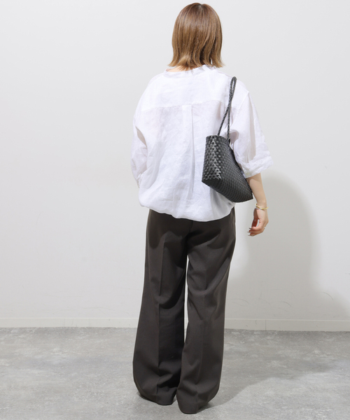 JOURNAL STANDARD relume(ジャーナルスタンダード レリューム)の「カラーリネンドロストシャツ(シャツ/ブラウス・レディース・イエロー系その他/ホワイト/ブルー系その他/ダークブルー・FREE)」の7枚目の写真