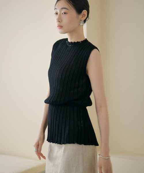 LAULEN（ローレン）の「random rib browsing knit /ランダムリブブラウジングニット（ニット/セーター・レディース・ブラック/オートミール/カーキ・FREE）」の14枚目の写真