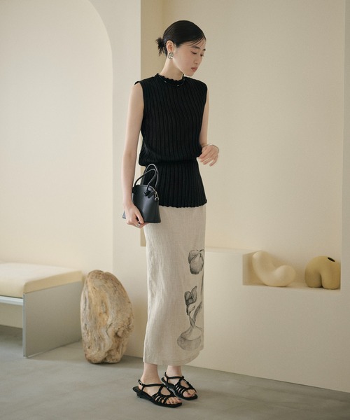 LAULEN（ローレン）の「random rib browsing knit /ランダムリブブラウジングニット（ニット/セーター・レディース・ブラック/オートミール/カーキ・FREE）」の20枚目の写真