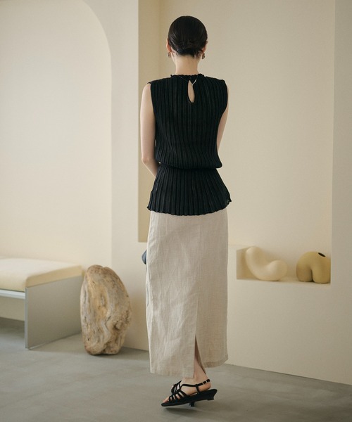 LAULEN（ローレン）の「random rib browsing knit /ランダムリブブラウジングニット（ニット/セーター・レディース・ブラック/オートミール/カーキ・FREE）」の19枚目の写真