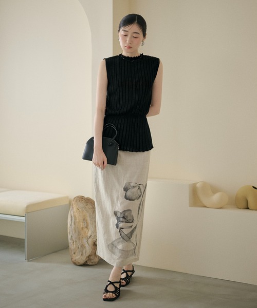 LAULEN（ローレン）の「random rib browsing knit /ランダムリブブラウジングニット（ニット/セーター・レディース・ブラック/オートミール/カーキ・FREE）」の18枚目の写真