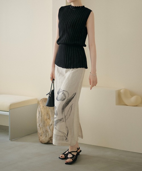 LAULEN（ローレン）の「random rib browsing knit /ランダムリブブラウジングニット（ニット/セーター・レディース・ブラック/オートミール/カーキ・FREE）」の21枚目の写真